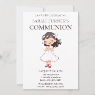 Chic Girls First Communion Invitation