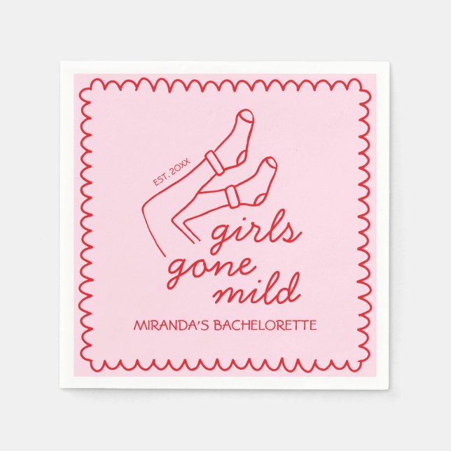 Chic Girls Gone Mild Handwritten Bachelorette Napkin (Front)