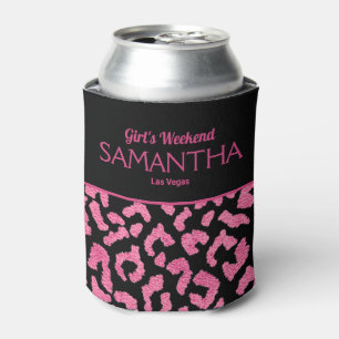 Chic Girls Weekend Pink Leopard Print Can Cooler