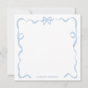 Chic Girly Baby Blue Bow Ribbon Frame Card