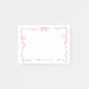 Chic Girly Blush Pink Bow Ribbon Frame Post-it Notes