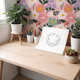 Chic Girly Bold Floral Botanical Pattern Wallpaper