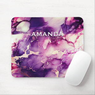 chic girly faux glitter marble art monogram  mouse mat