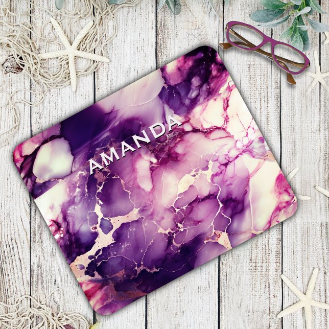 chic girly faux glitter marble art monogram  mouse mat (Creator Uploaded)