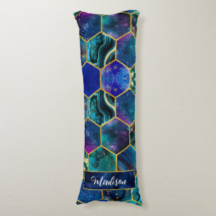 Chic girly faux Glitter Turquoise blue geometric Body Cushion