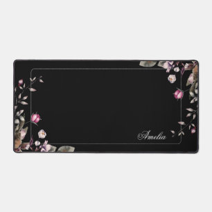 Chic Girly Floral w/Name Desk Mat