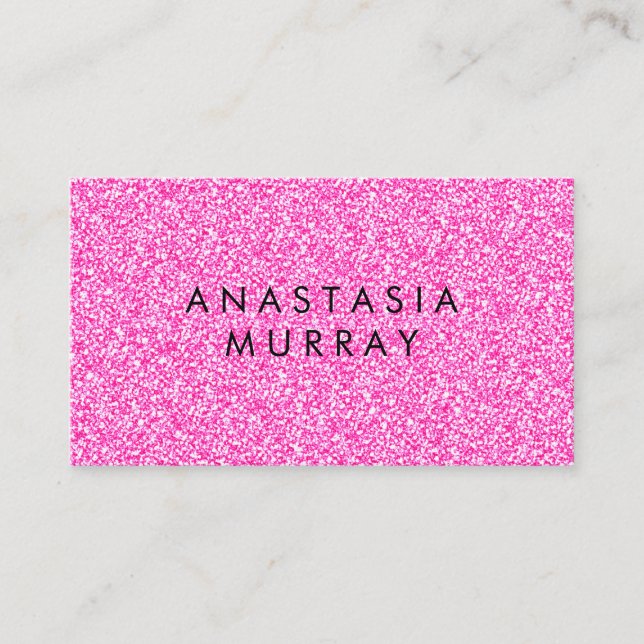 Chic, Girly & Glam Black Hot Pink Glitter Sparkles Business Card (Front)