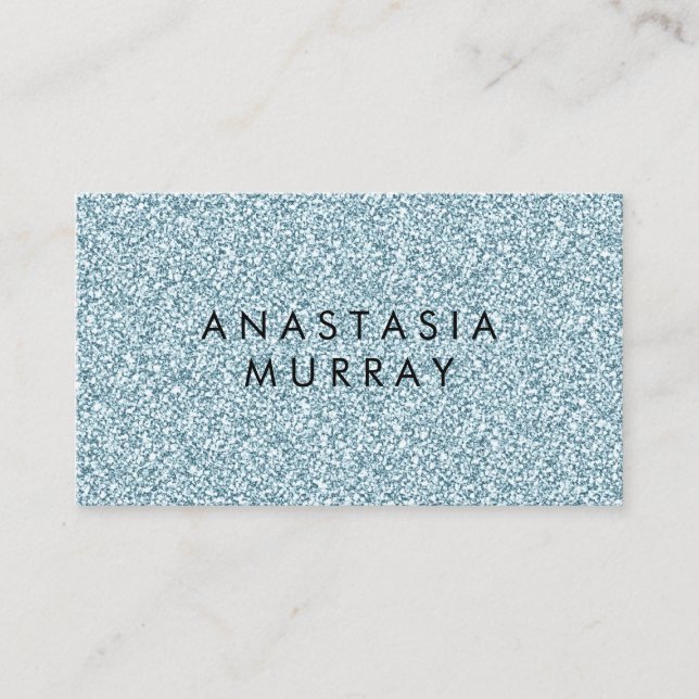 Chic, Girly & Glam Blue Silver Glitter Sparkles Business Card (Front)