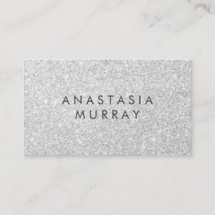 Chic, Girly & Glam Grey Silver Glitter Sparkles Business Card