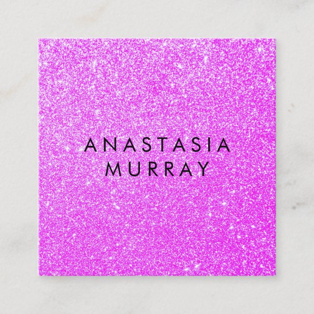 Chic, Girly & Glam Lilac Purple Glitter Sparkles Square Business Card (Front)