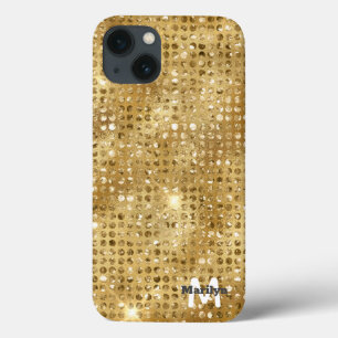 Chic Girly Gold Diamond Glitter Monogram Name iPhone 13 Case