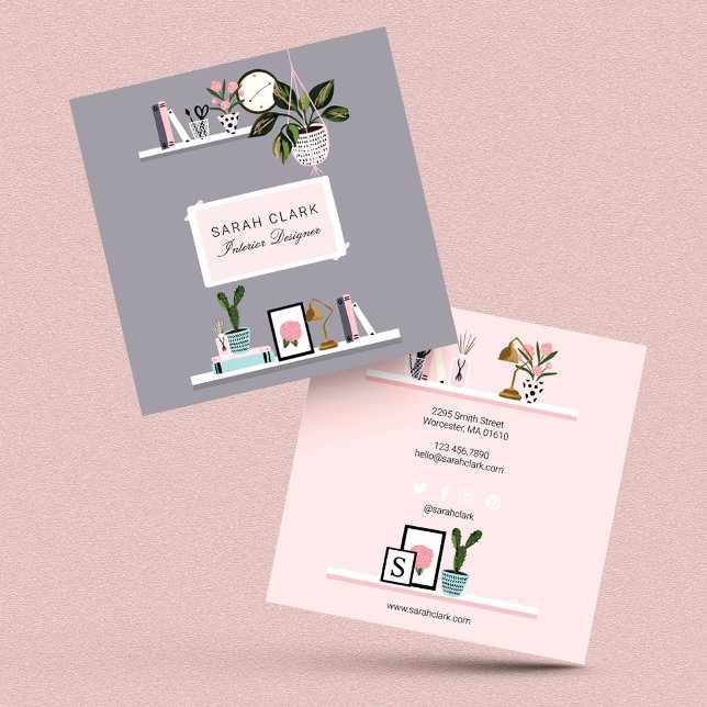 Chic & Girly Home Interior Design Wall Shelf Decor Business Card (Creator Uploaded)