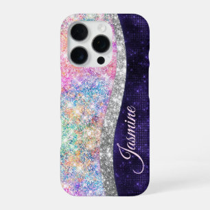 Chic girly iridescent unicorn rainbow iPhone 16 pro case