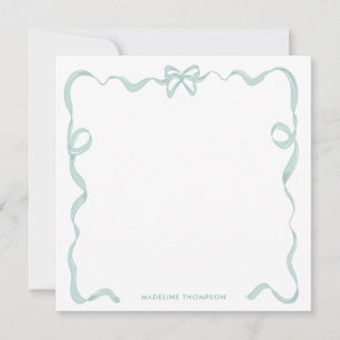 Chic Girly Mint Green Bow Ribbon Frame Card