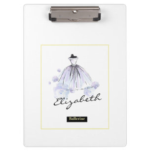 Chic Girly Modern Blue Dress Flowers Clipboard