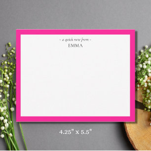 Chic Girly Modern Hot Pink Correspondence  Card