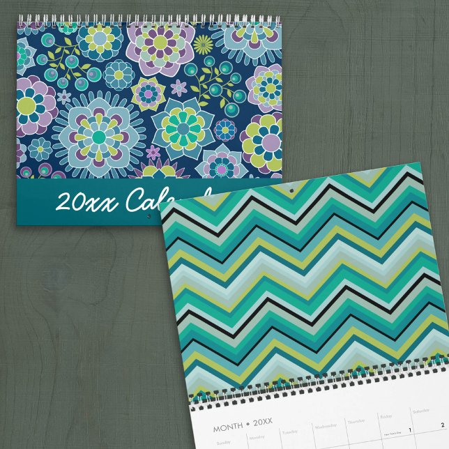 Chic Girly Patterns - Bright Funky Colourful Calendar (Calendar)