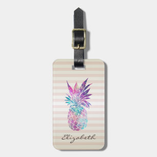 Chic Girly Pineapple ,Stripes - Personalised Luggage Tag