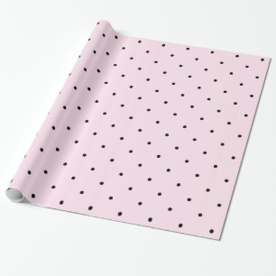 Chic Girly Pink and Black Polka Dots Wrapping Paper