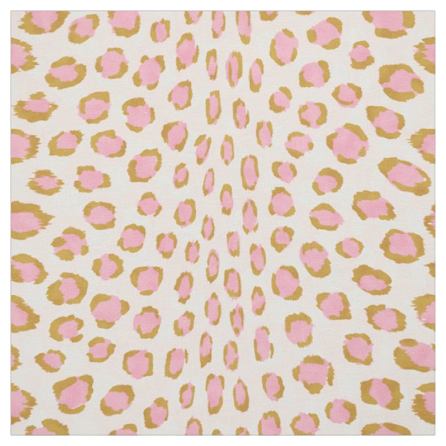 Chic girly pink and gold cheetah print pattern fabric (Swatch)