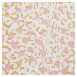 Chic girly pink and gold cheetah print pattern fabric