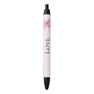 Chic Girly Pink Bow Black Ink Pen