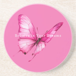 Chic Girly Pink Butterfly Coaster
