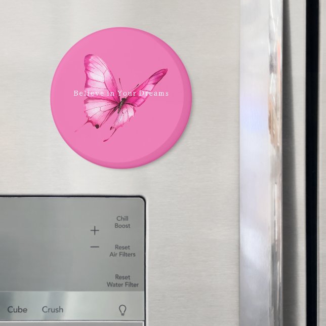Chic Girly Pink Butterfly Magnet (In Situ (Fridge))