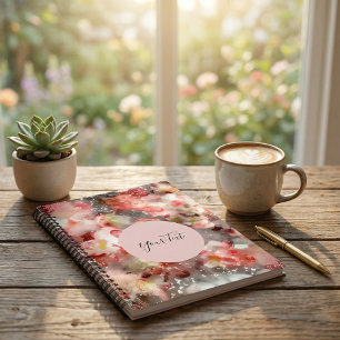 Chic, girly pink, feminine script typography notebook