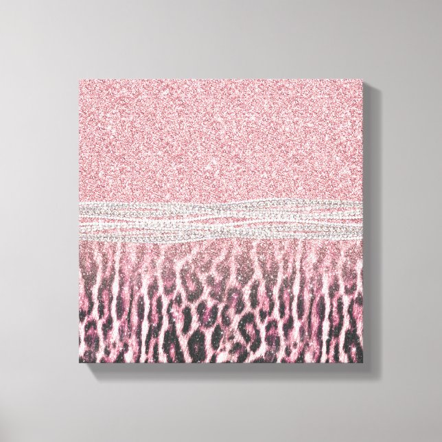 Chic Girly Pink Leopard animal print Glitter Image (Front)