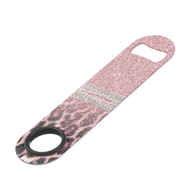 Chic Girly Pink Leopard animal print Glitter Image (Front Angled)