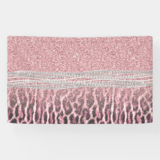 Chic Girly Pink Leopard animal print Glitter Image Banner