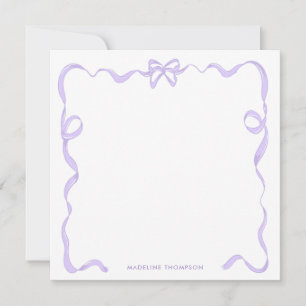 Chic Girly Purple Violet Lavender Bow Ribbon Frame Card