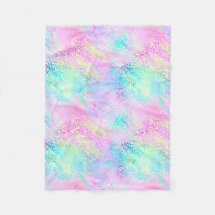 Chic Girly Rainbow Shimmer Leopard Pattern Fleece Blanket