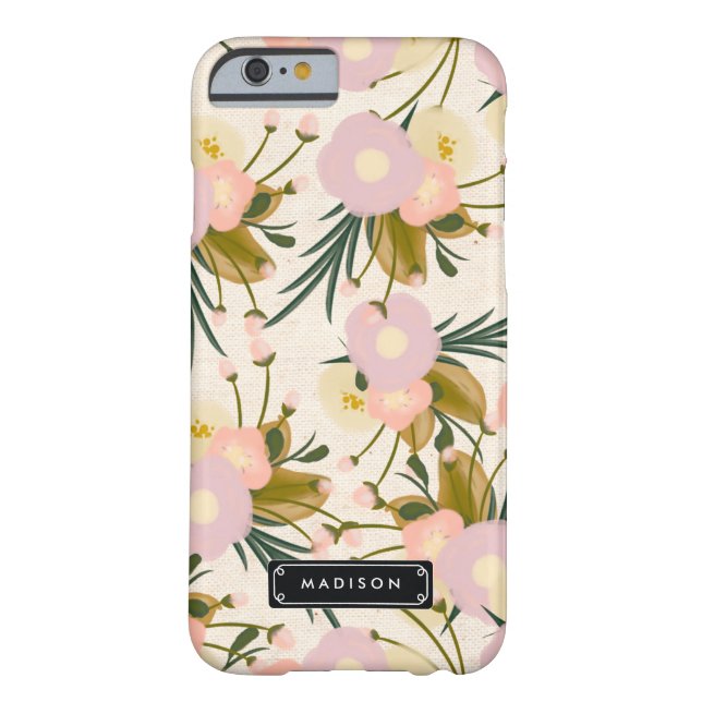 Chic Girly Retro Floral Lilac & Peach Personalised Case-Mate iPhone Case (Back)