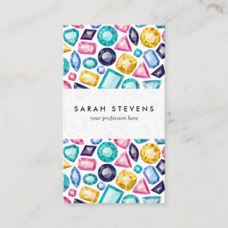 Chic Girly Shiny Diamond Gemstones Business Card