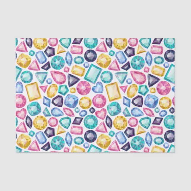 Chic Girly Shiny Diamond Gemstones Tissue Paper (Front)