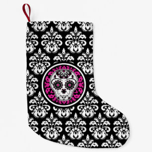 Chic girly skull small christmas stocking