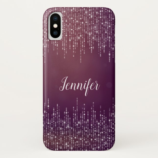 Chic girly String of lights purple personalised Case-Mate iPhone Case (Back)
