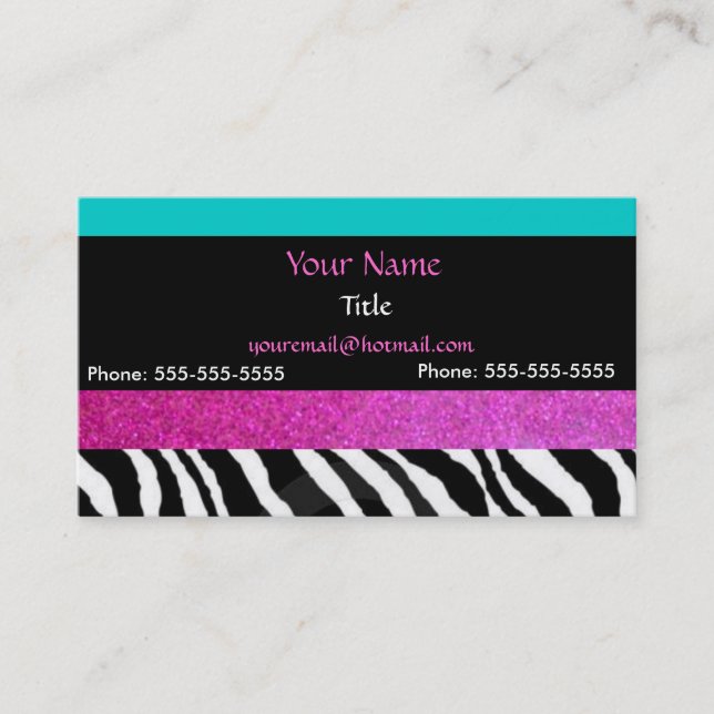Chic girly zebra print- Bright Colours Business Card (Front)