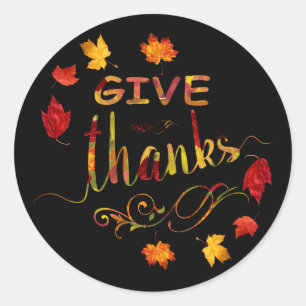 Chic Give Thanks Fall Rustic Thanksgiving Monogram Classic Round Sticker