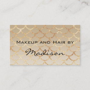 Chic & Glam Gold Mermaid Glitter Makeup Artist Business Card