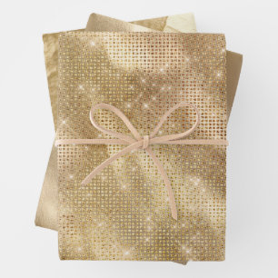 Chic Glam Gold Sparkle Wrapping Paper Sheet