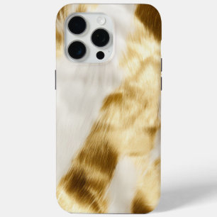 Chic Glam Gold White Cowhide Western  iPhone 15 Pro Max Case