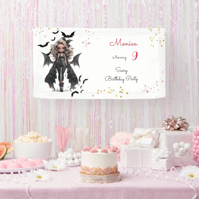 Chic glam gothic scary girl birthday party banner (Party)