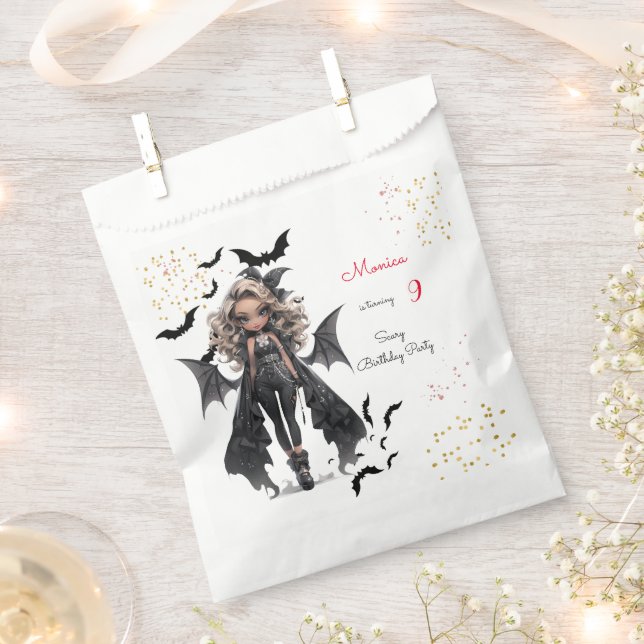 Chic glam gothic scary girl birthday party favour bags (Clipped)