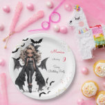 Chic glam gothic scary girl birthday party paper plate<br><div class="desc">scary Gothic girl birthday party item for  girls</div>