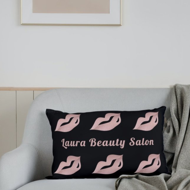 Chic Glam Luxury Rose Gold lips & Black Salon  Decorative Cushion (Creator Uploaded)