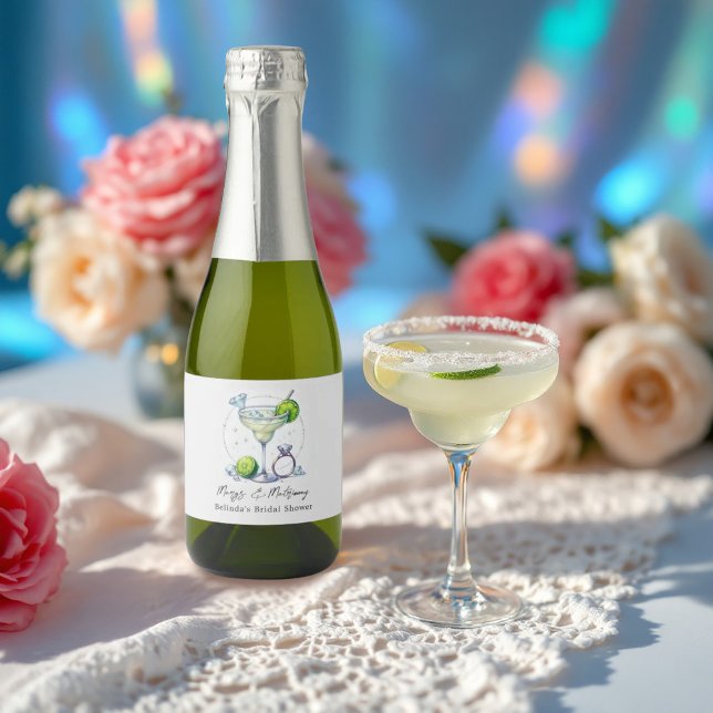 Chic Glam Margaritas and Matrimony Bridal Shower Sparkling Wine Label (Chic Glam Margaritas and Matrimony Bridal Shower Sparkling Wine Label)