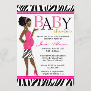 Chic Glam Modern Mum Pink Zebra Baby Shower Invitation